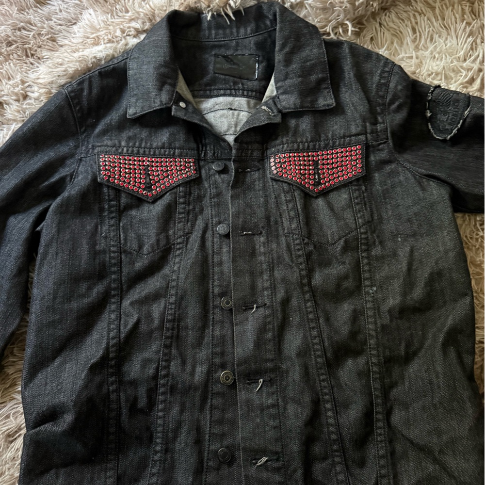 Robin's Jean Charcoal Jacket with Red Accents
